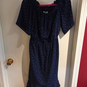 Elle blue & white polka dot dress